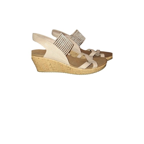 Skechers Multi Strap Wedge Sandals Rumbler Wave New Lassie Biege  Never Used - Picture 7 of 8